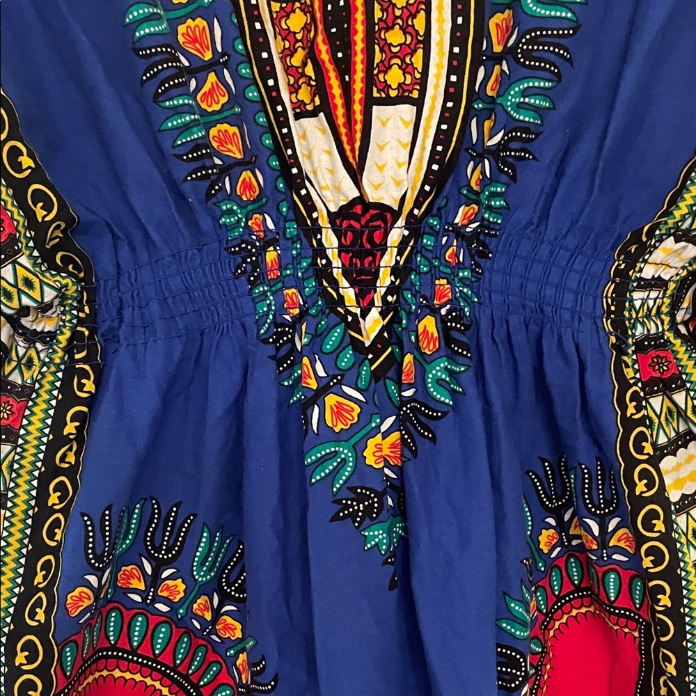 Women’s Dashiki Blue Patterned Top - Picture 2 of 5